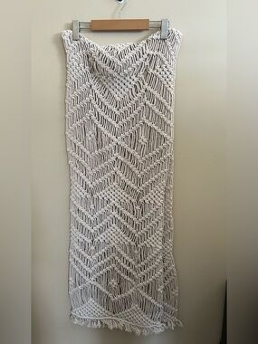 Cream Crochet Table Runner- Boho Chevron/Scandinavian